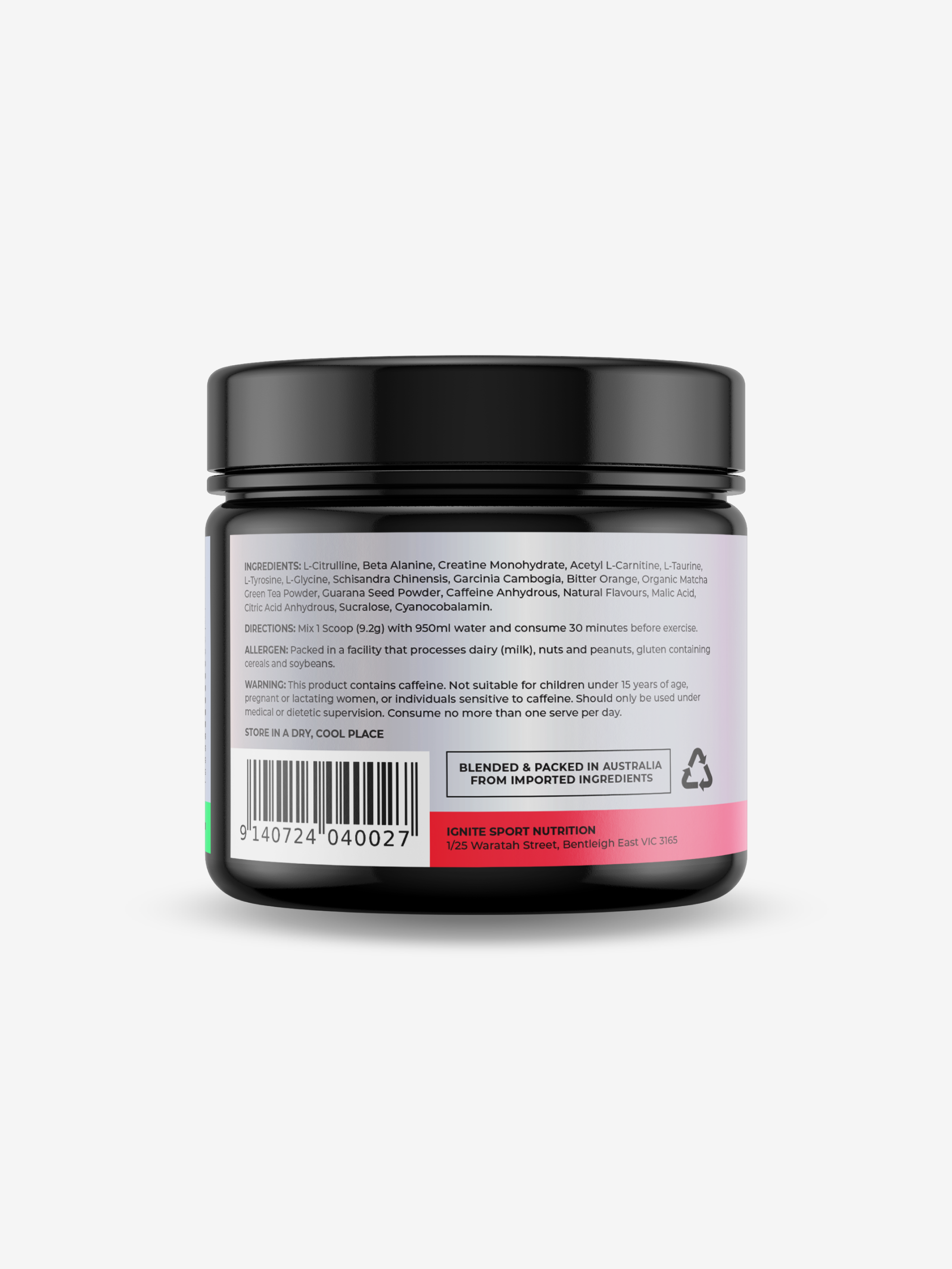 IGNITE INSANITY Watermelon Burst High Stim Pre Workout Dietary Supplement