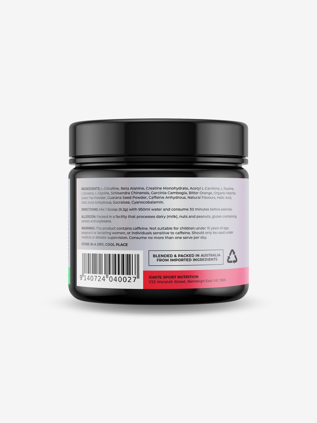 IGNITE INSANITY Watermelon Burst High Stim Pre Workout Dietary Supplement