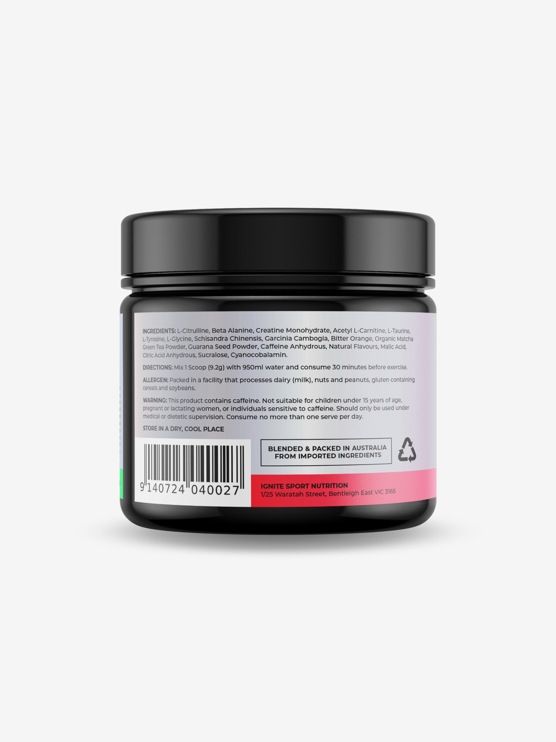IGNITE INSANITY Watermelon Burst High Stim Pre Workout Dietary Supplement