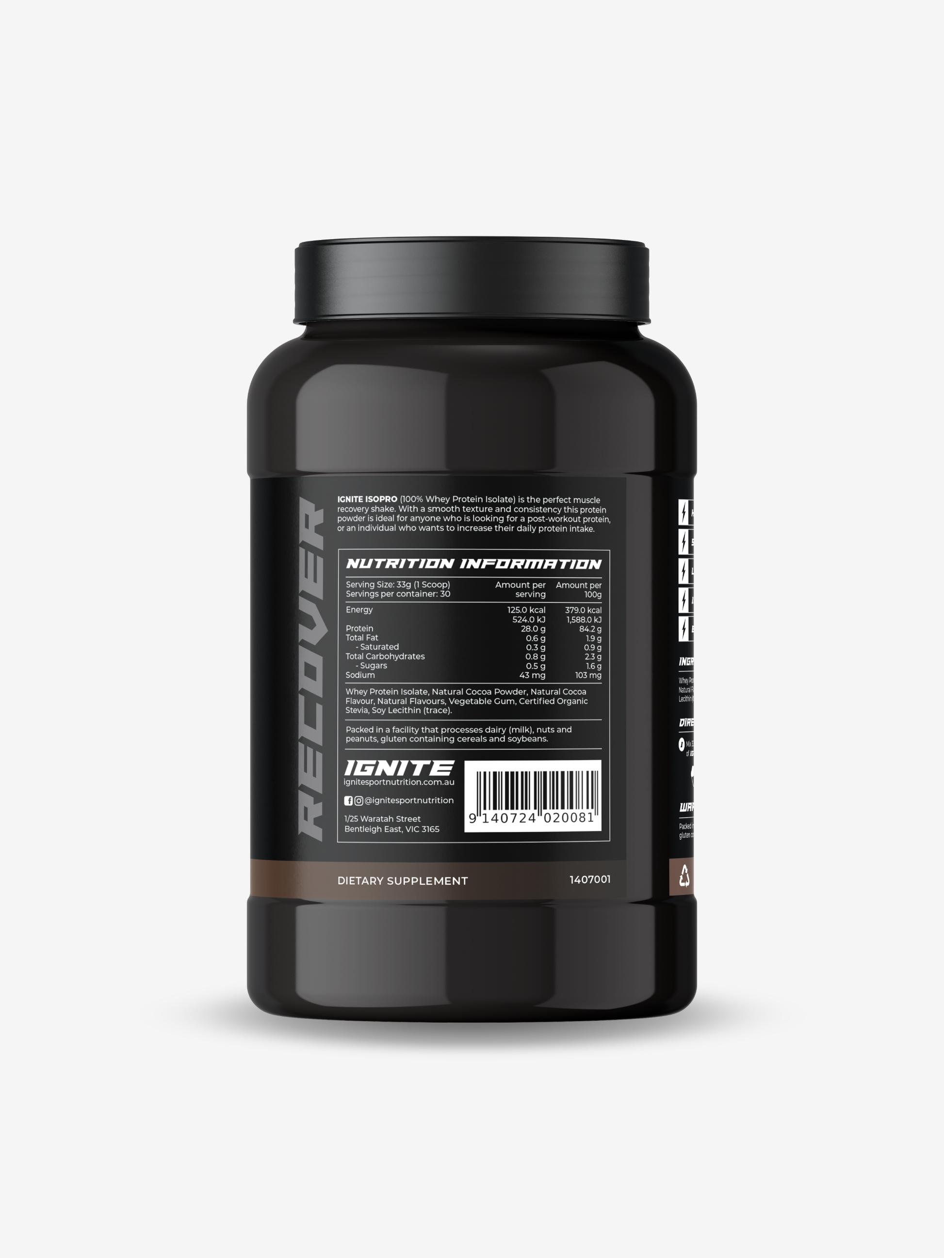 IGNITE ISOPRO Cookies & Cream Whey Protein Isolate Dietary Supplement