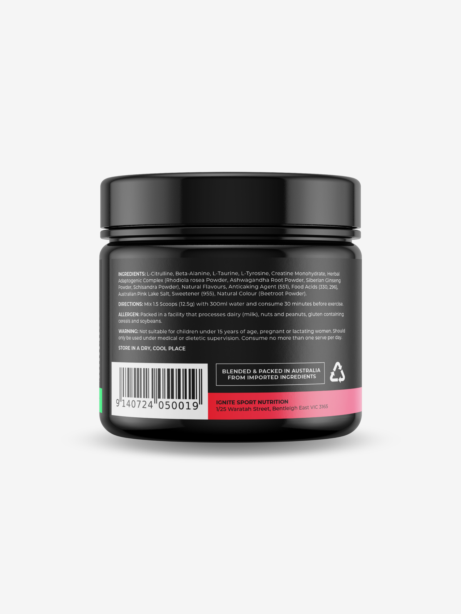 IGNITE NONSTIM Watermelon Burst Zero Caffeine Pre Workout Dietary Supplement