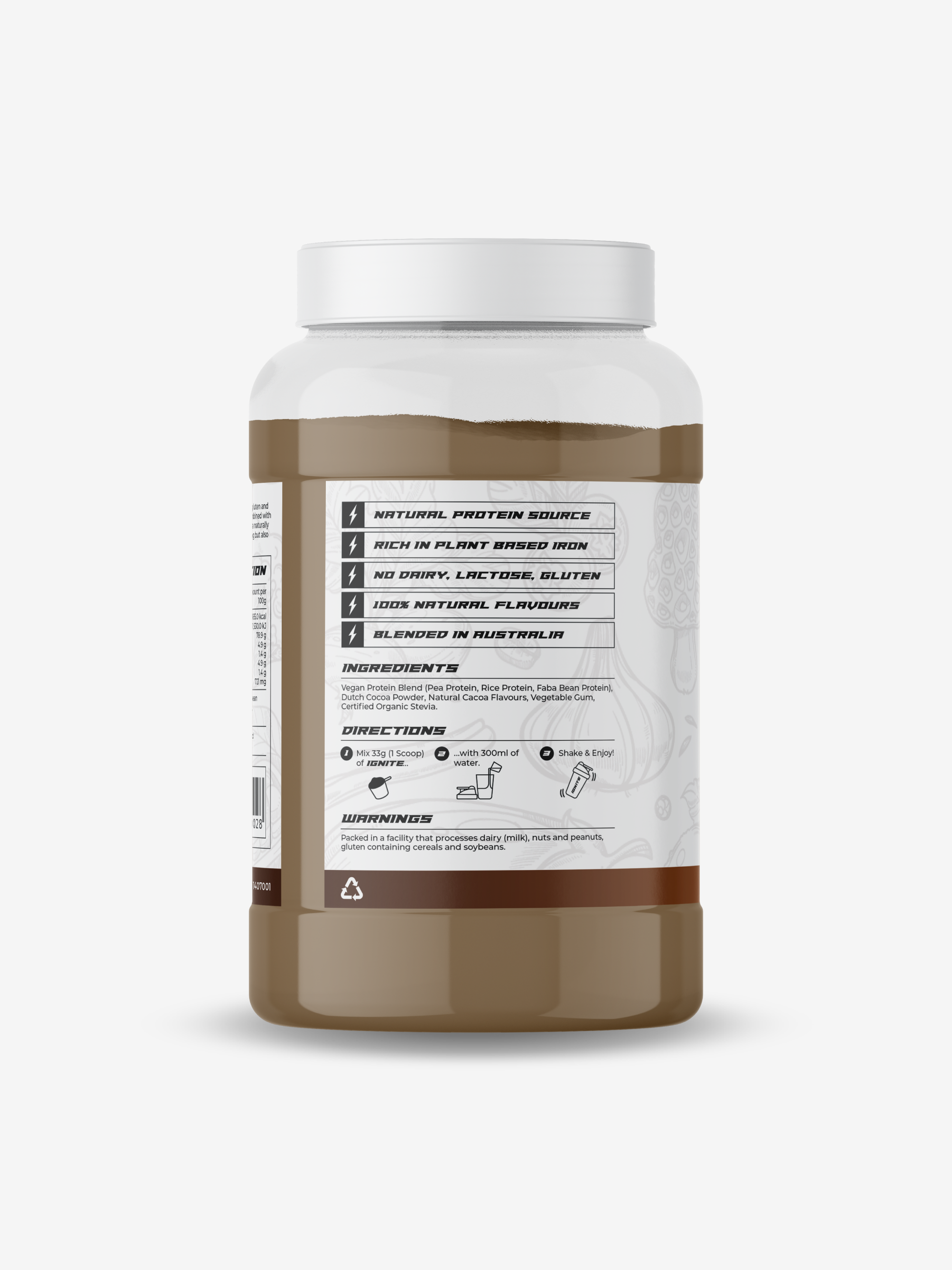 IGNITE PLANTED Chocolate Plant Based Vegan Protein Powder Dietary Supplement
