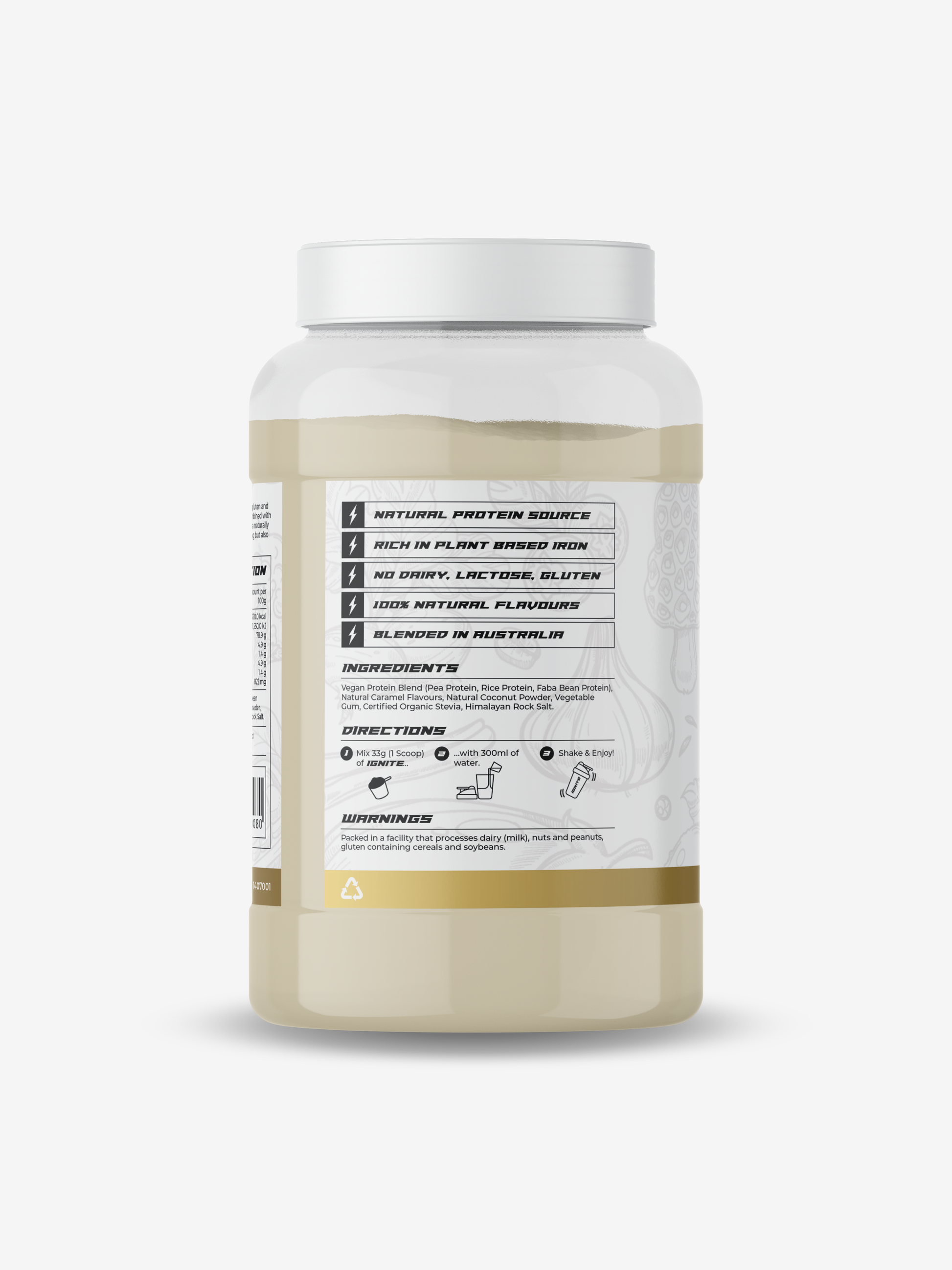 IGNITE PLANTED Salted Caramel Plant Based Vegan Protein Powder Dietary Supplement