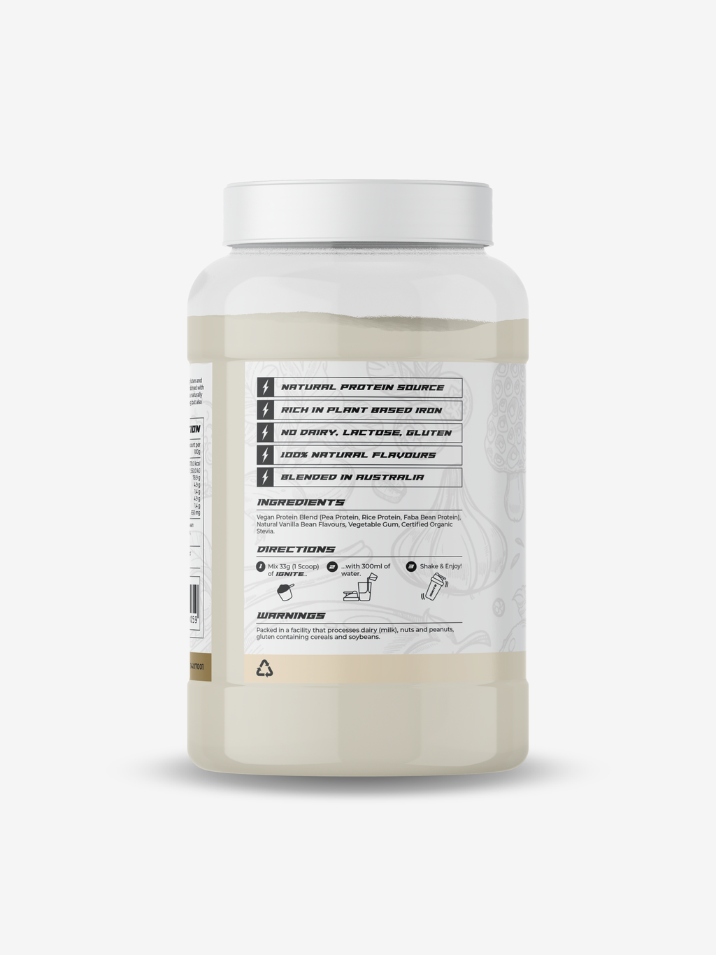 IGNITE PLANTED Vanilla Plant Based Vegan Protein Powder Dietary Supplement